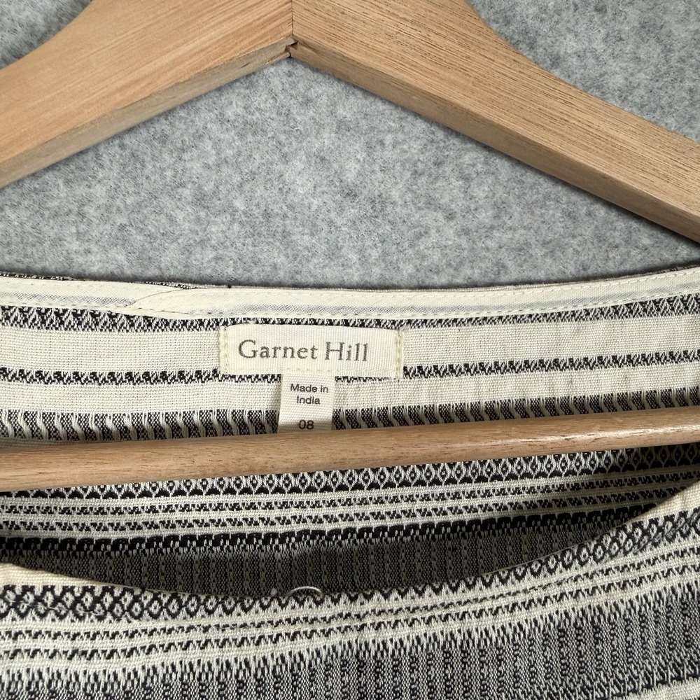 Garnet hill dress womens 8 gray striped boat neck long sleeve cotton - Picture 8 of 8